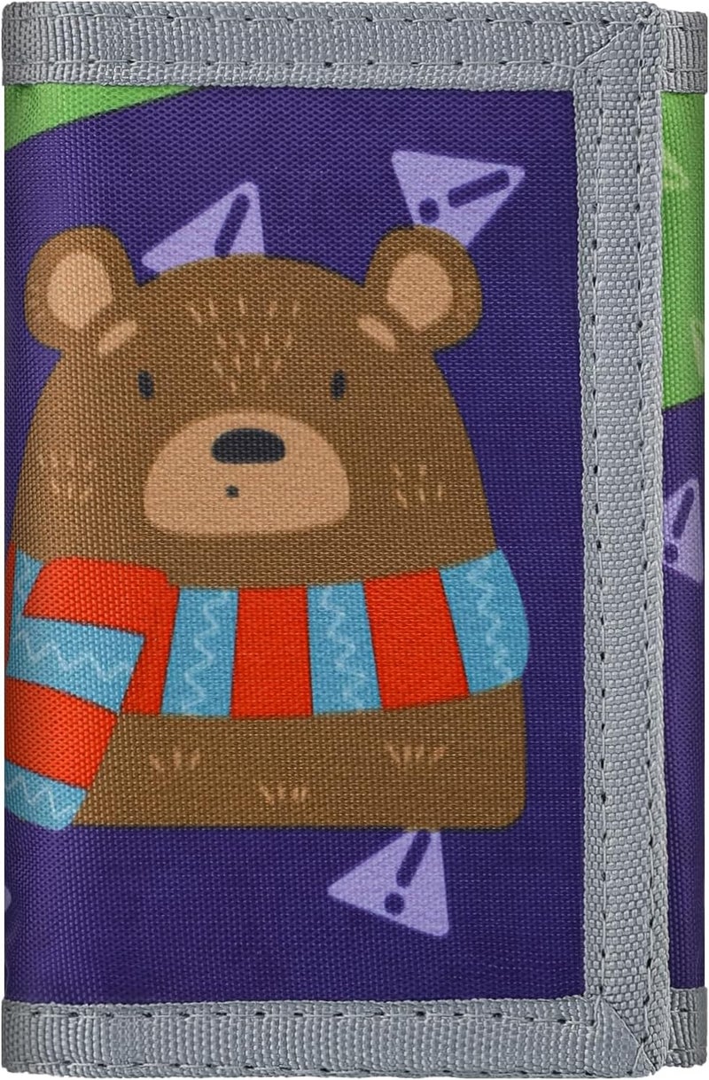 Jonyee Kids Wallet for Boys Girls 3-14, RFID Trifold Novelty Wallet with Zipper and Key Chain, Outdoor Purse with Coin Pocket and ID Window, Card Holders for Toddler Children Gifts -Bear Brown - Image 1